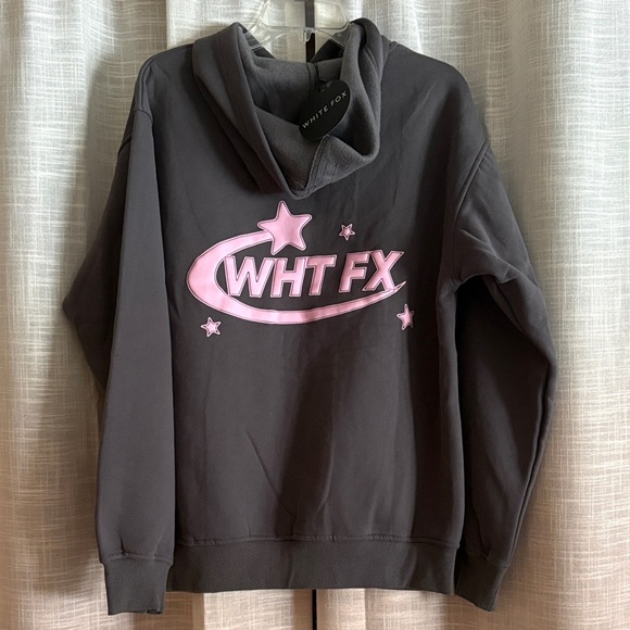 White Fox Gray Hoodie with Pink Logo - Picture 2 of 3